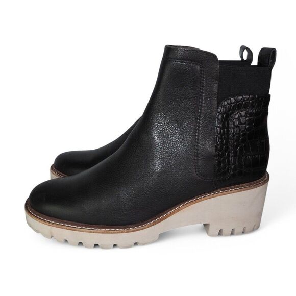 DV Dolce Vita Huey Rielle Lugged Chelsea Ankle Boots "Black Exotic" Women's 9.5 - Picture 2 of 11